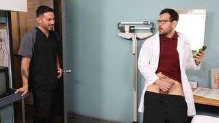 Doc jerking his shaft when the intern enters