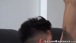 Tattooed latino twink raw riding boyfriends huge cock for cum