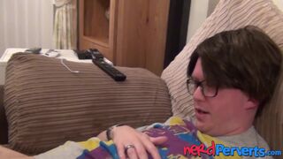 Natural tits teen Missy Kink deepthroats big nerd meat P-O-V