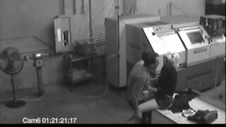 Co workers masturbating in lustful office warehouse