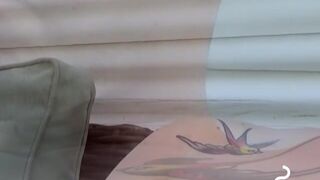 Inked twinks blowing clouds of smoke to his meat